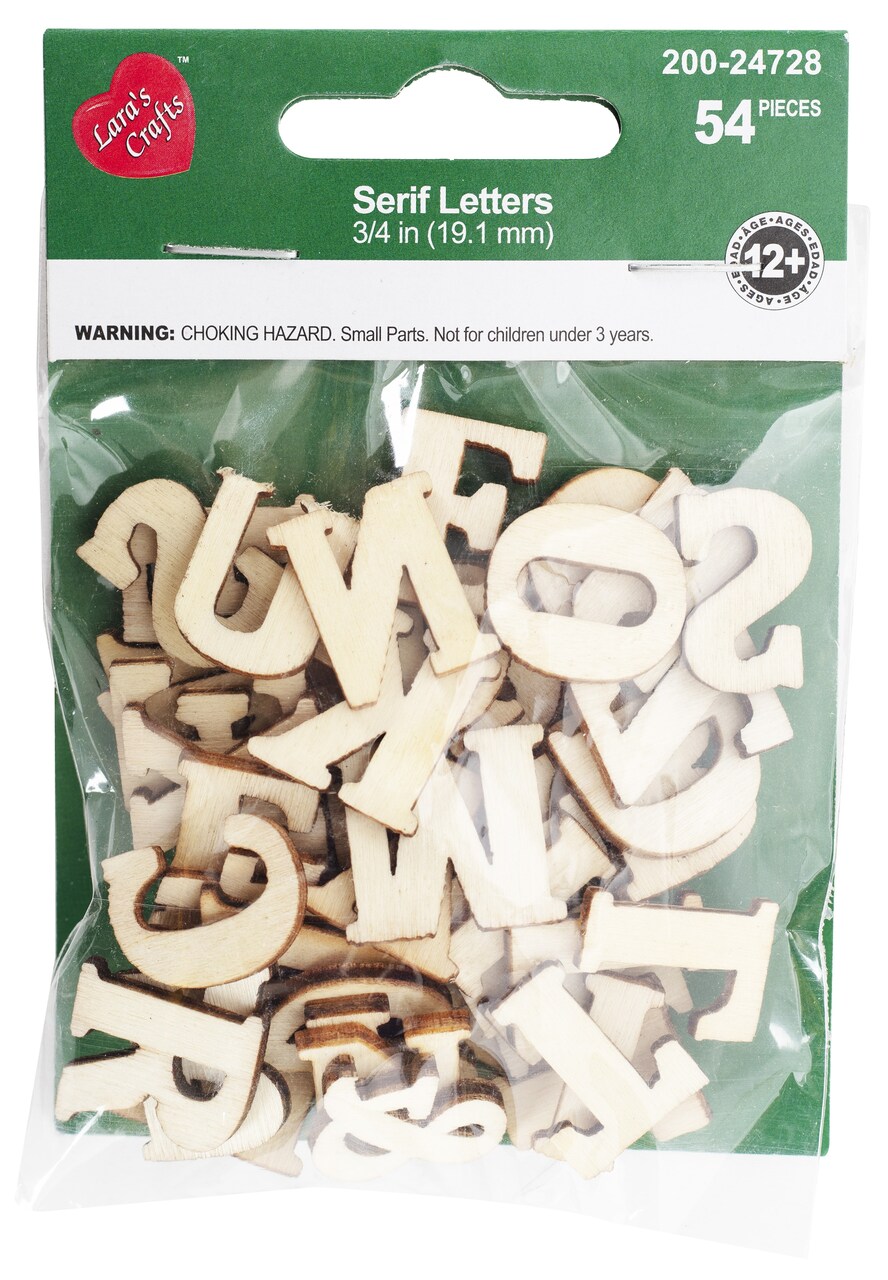 CousinDIY Unfinished Wood Alphabet Blocks .75" 54/Pkg-Serif